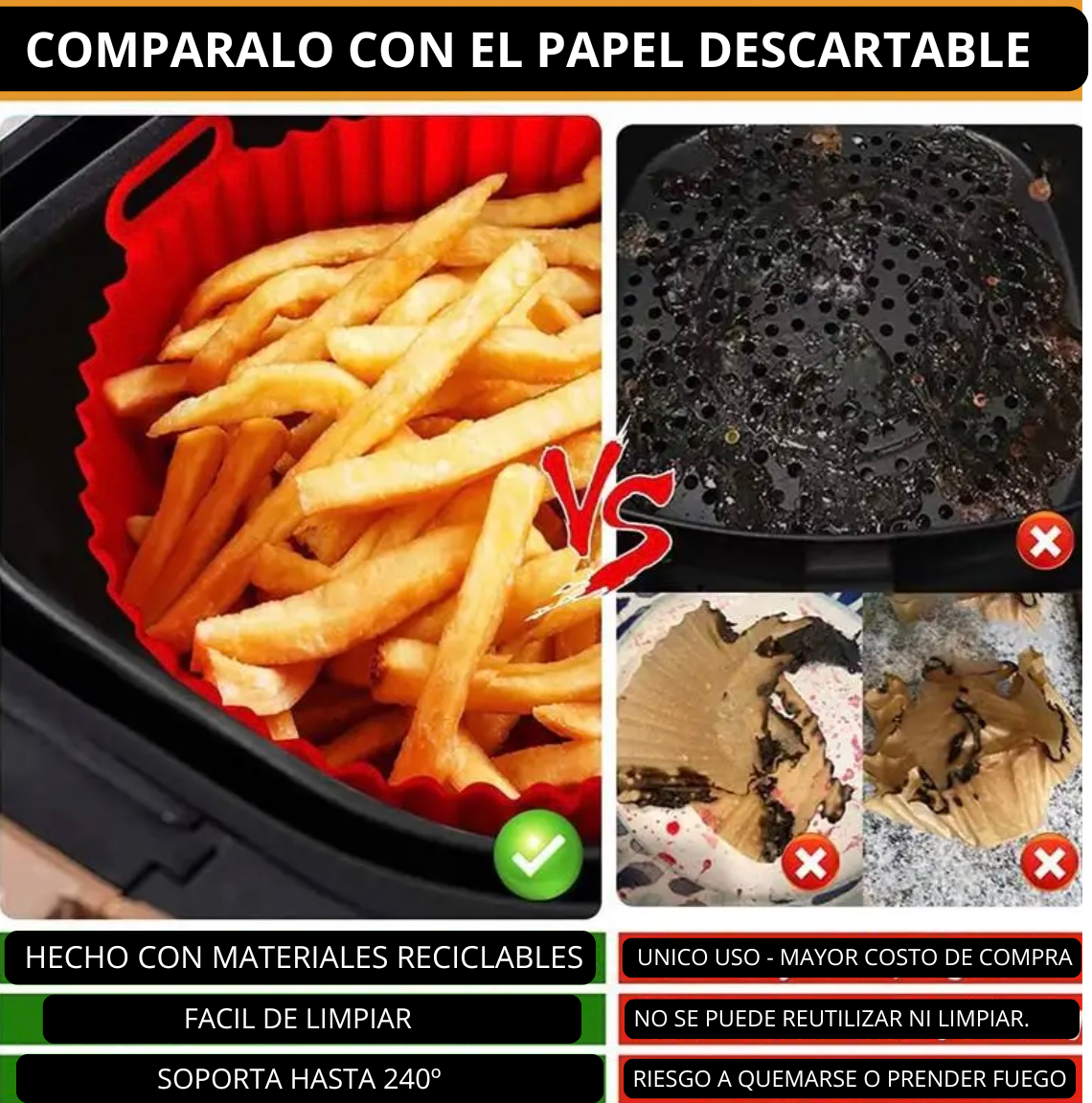 RECIPIENTE REUTILIZABLE DE SILICONA AIRFRYER